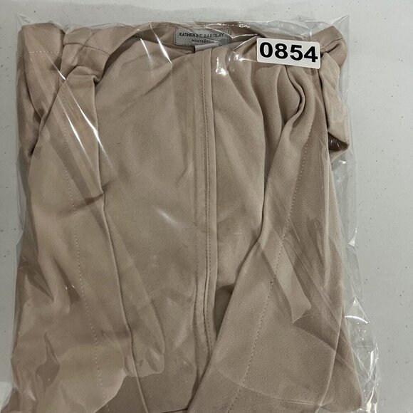 Katherine Barclay Montreal Womens M Faux Suede Tan Waterfall Front Drape Blazer - Picture 12 of 13